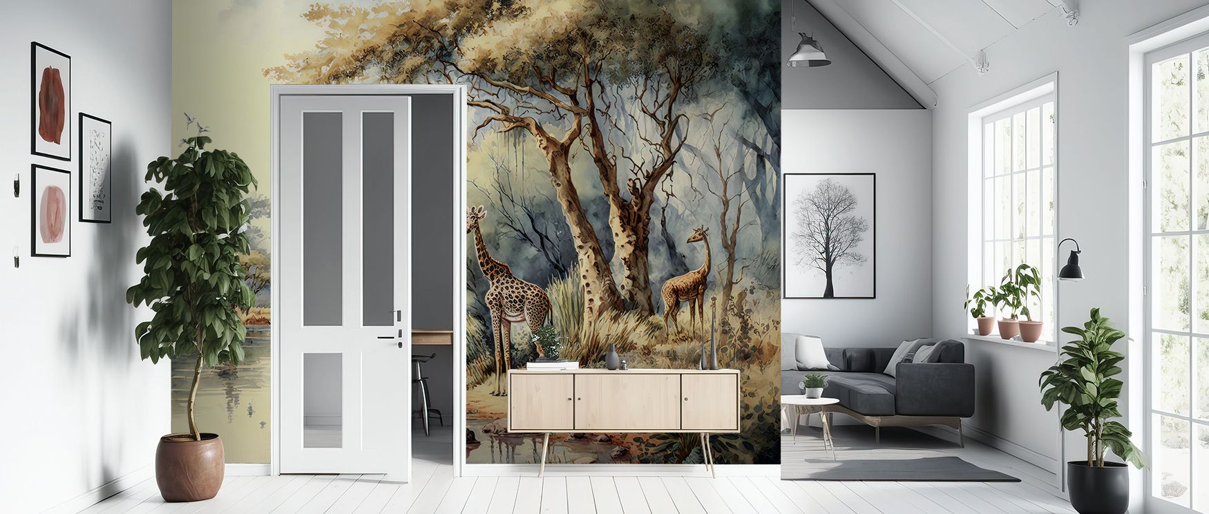 Across River Scene of Kenya Wallpaper, tranquil horizons glow as rivers flow with elegance. Its imagery enriches interiors with reflective presence, turning bedrooms or lounges into retreats enriched by serenity. Walls glow with artistry, shaping poetic s