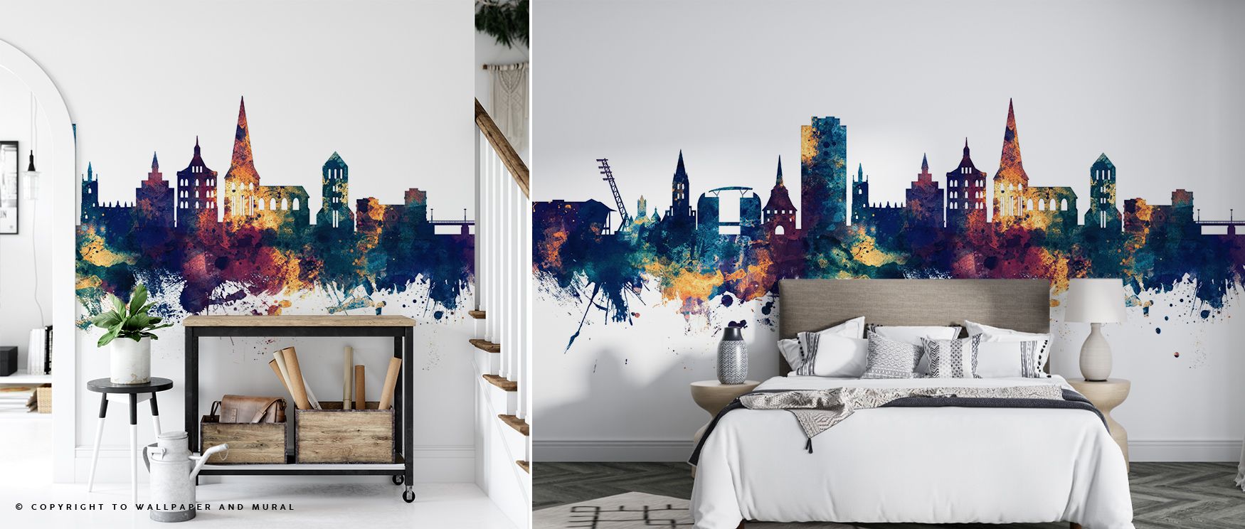 Rostock Germany Skyline Blue & Bronze Wallpaper reflects urban sophistication where architecture glows in tonal sequence. Its imagery enriches interiors with cultural pride, filling bedrooms or lounges with composure. Walls glow with artistry, shaping poe