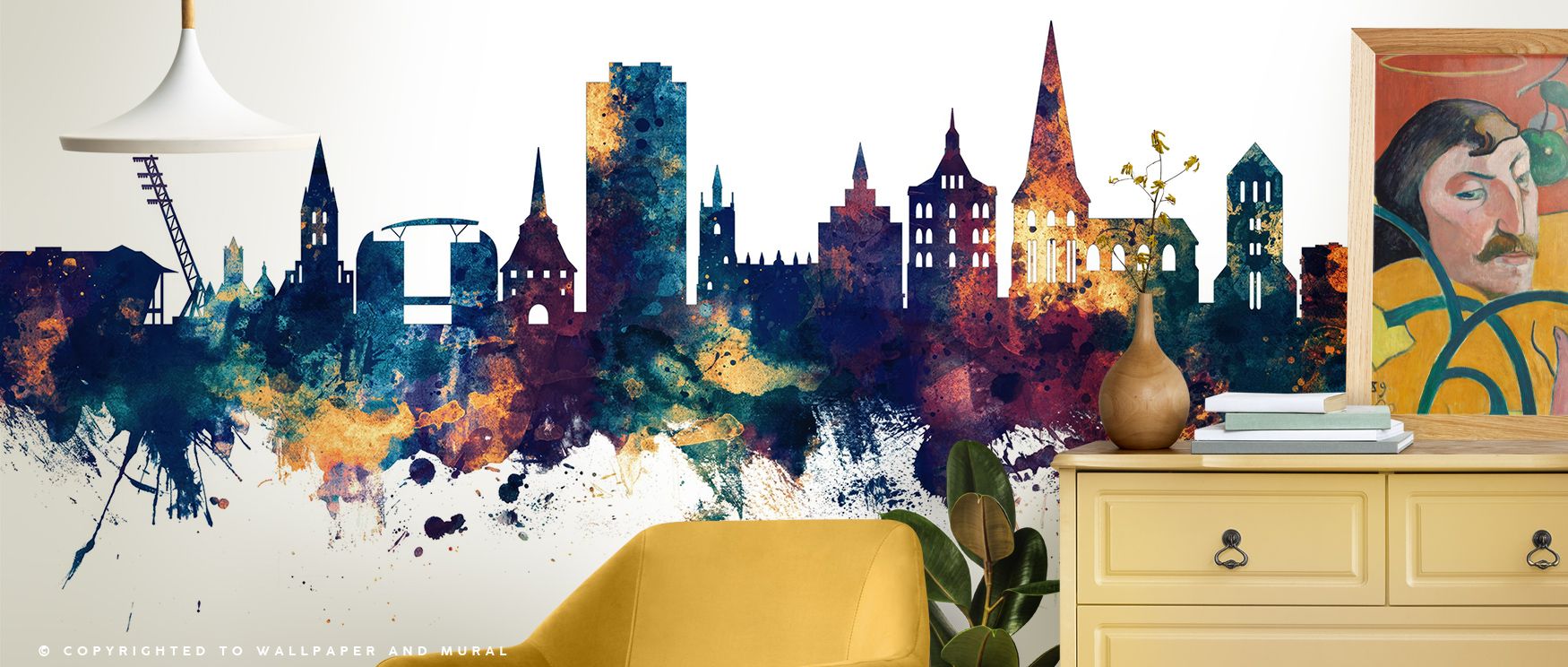 Rostock Germany Skyline Blue & Bronze Wallpaper thrives on tonal resonance where rooftops glow with luminous elegance. Its design enriches interiors with refinement, filling bedrooms or dining rooms with composure. Walls glow with artistry, shaping poetic