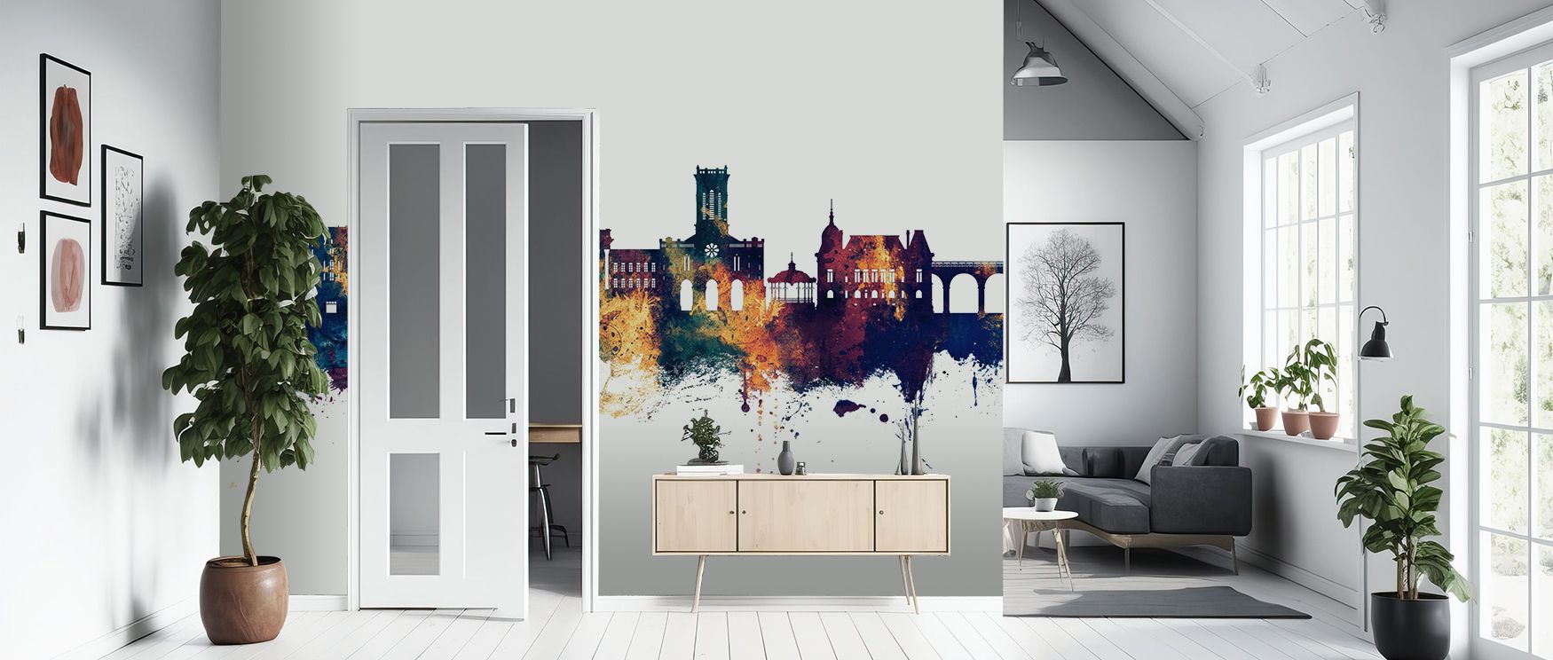 With Saint-Étienne France Skyline Blue & Bronze Wallpaper, rooftops emerge in refined contrast, illuminated by bronze and softened by blue. Interiors glow with sophistication, transforming lounges into retreats. Walls radiate cultural pride, creating sanc