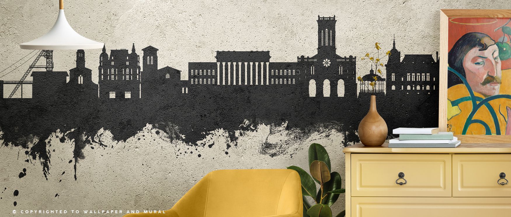 Saint-Étienne France Skyline Concrete Wallpaper thrives on muted rhythm where silhouettes align across tonal imagery. Its design enriches bedrooms or dining rooms with calm elegance. Surfaces glow with artistry, shaping poetic retreats enriched by composu