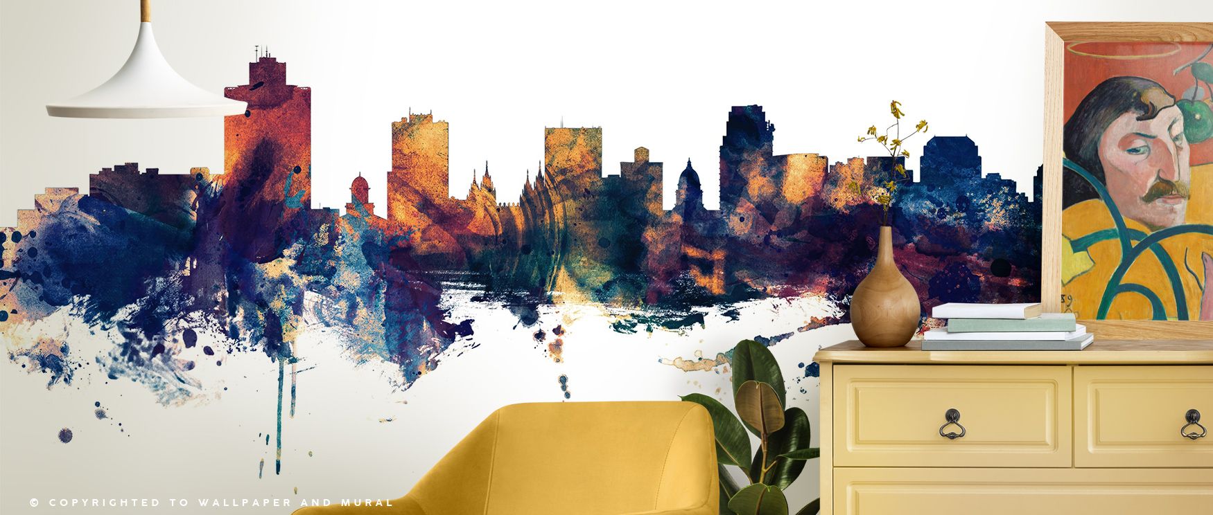 Across Salt Lake City Utah Skyline Blue & Bronze Wallpaper, rooftops gleam with tonal resonance, shaping imagery of cultural presence. Bedrooms or lounges glow with refinement, enriched by artistry. Walls radiate composure, shaping poetic retreats where b