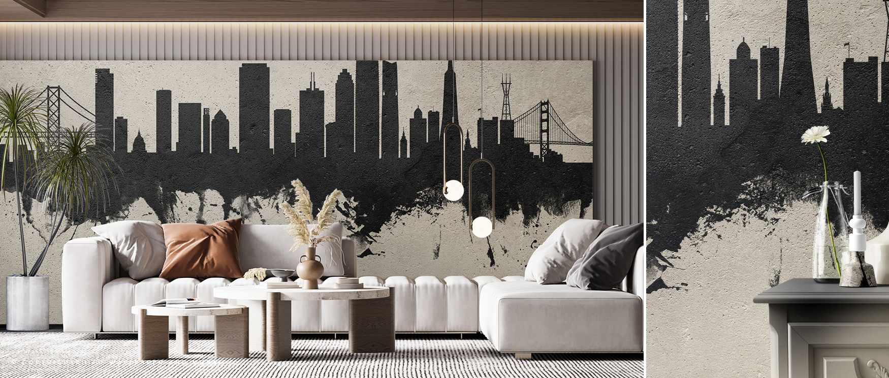 Every contour of San Francisco Skyline Concrete Wallpaper reflects strength where silhouettes glow in muted imagery. Interiors glow with refinement, enriching bedrooms or dining rooms with resonance. Walls radiate artistry, shaping sanctuaries enriched by