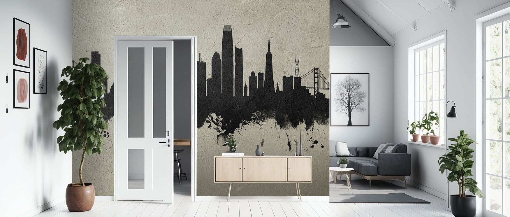 San Francisco Skyline Concrete Wallpaper embodies urban composure where rooftops glow softly in tonal muted harmony. Interiors glow with sophistication, filling bedrooms or living rooms with heritage resonance. Surfaces radiate artistry, shaping retreats 