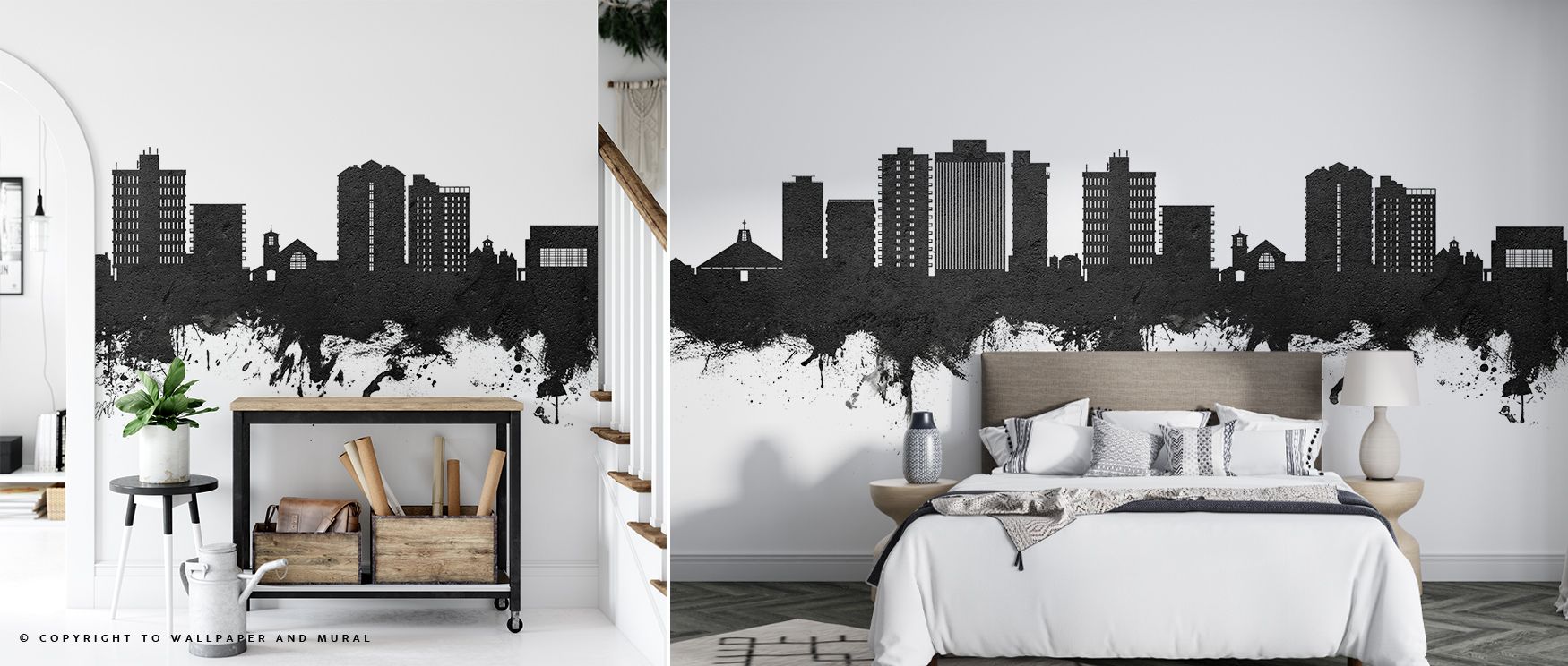 San Mateo California Skyline Black & White Wallpaper reflects elegance as silhouettes stretch luminous across tonal design. Its imagery enriches bedrooms or lounges with refinement. Surfaces glow with artistry, shaping poetic retreats enriched by resonanc