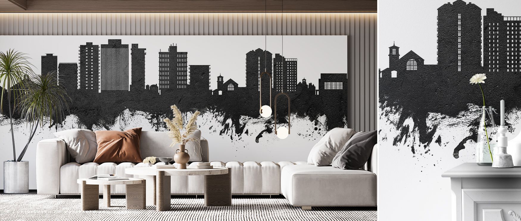 San Mateo California Skyline Black & White Wallpaper embodies composure as rooftops rise luminous across tonal clarity. Its imagery enriches bedrooms or living rooms with refinement. Surfaces glow with artistry, shaping poetic retreats enriched by heritag