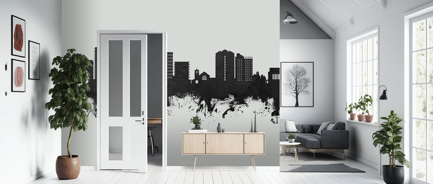 Across San Mateo California Skyline Black & White Wallpaper, architecture glows luminous in tonal balance, enriching interiors with refinement. Bedrooms or lounges glow with composure, enriched by resonance. Surfaces glow with artistry, shaping sanctuarie