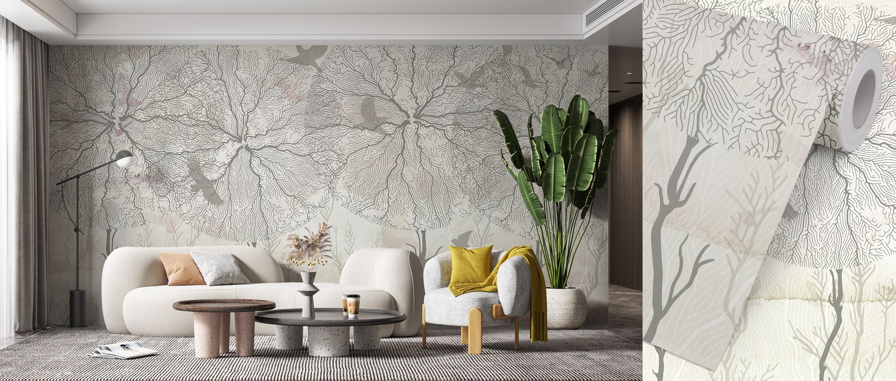 Shade of Trees Wallpaper embodies serenity where leafy silhouettes repeat across tonal imagery of depth. Interiors glow with composure, filling bedrooms or lounges with calmness. Surfaces glow with artistry, shaping poetic retreats enriched by natural cha