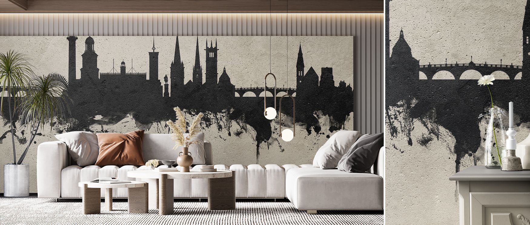 Shrewsbury England Skyline Concrete Wallpaper reflects muted strength where rooftops align softly across tonal imagery. Its design enriches bedrooms or living rooms with composure. Walls glow with artistry, shaping retreats enriched by cultural resonance 