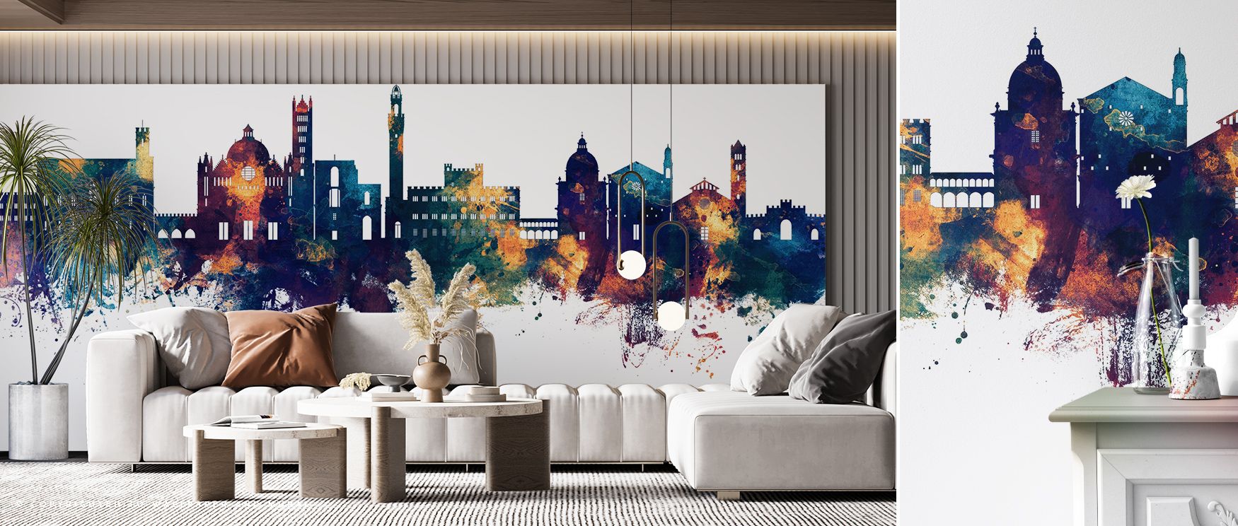 Siena Italy Skyline Blue & Bronze Wallpaper embodies refinement where rooftops shimmer across tonal balance. Its design enriches bedrooms or living rooms with resonance. Walls glow with artistry, shaping retreats enriched by cultural pride where tonal res