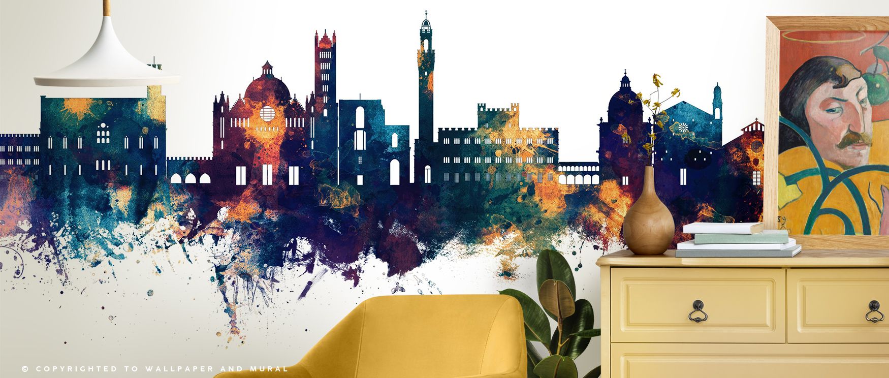 Siena Italy Skyline Blue & Bronze Wallpaper thrives on tonal resonance where rooftops shimmer luminous across skyline imagery. Its design enriches bedrooms or dining rooms with refinement. Walls glow with artistry, shaping retreats enriched by composure w