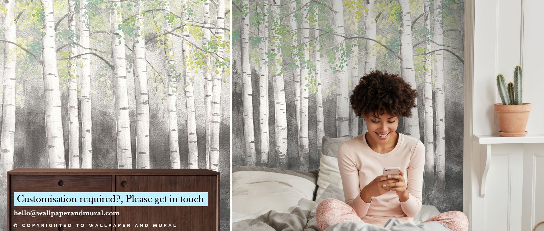 This Soft Birches Charcoal Wallpaper thrives on imagery of refinement where tree lines stretch softly against tonal presence. Its design enriches bedrooms or dining rooms with calmness. Walls glow with artistry, shaping retreats enriched by harmony where 