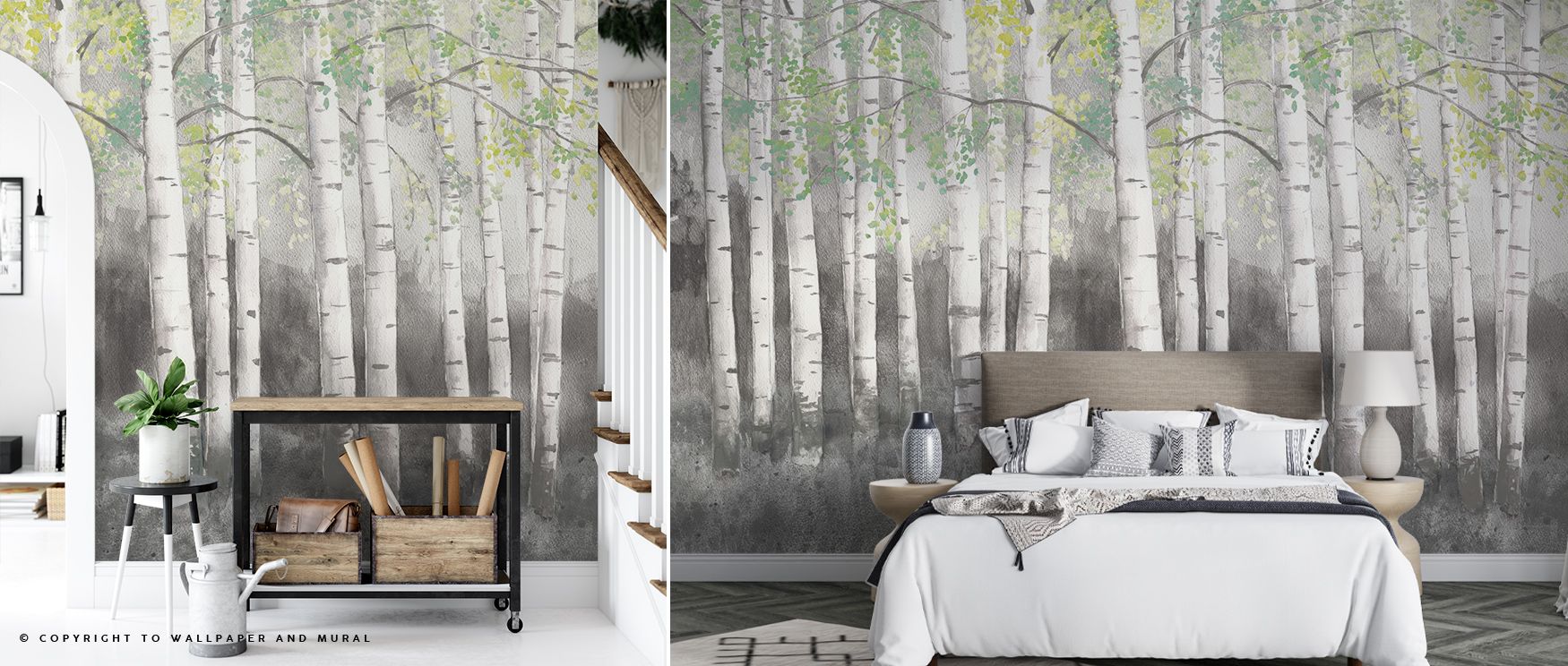 The imagery of Soft Birches Charcoal Wallpaper radiates serenity where muted tones soften silhouettes of birch trees. Interiors glow with refinement, enriching bedrooms or living rooms with composure. Surfaces glow with artistry, shaping retreats enriched