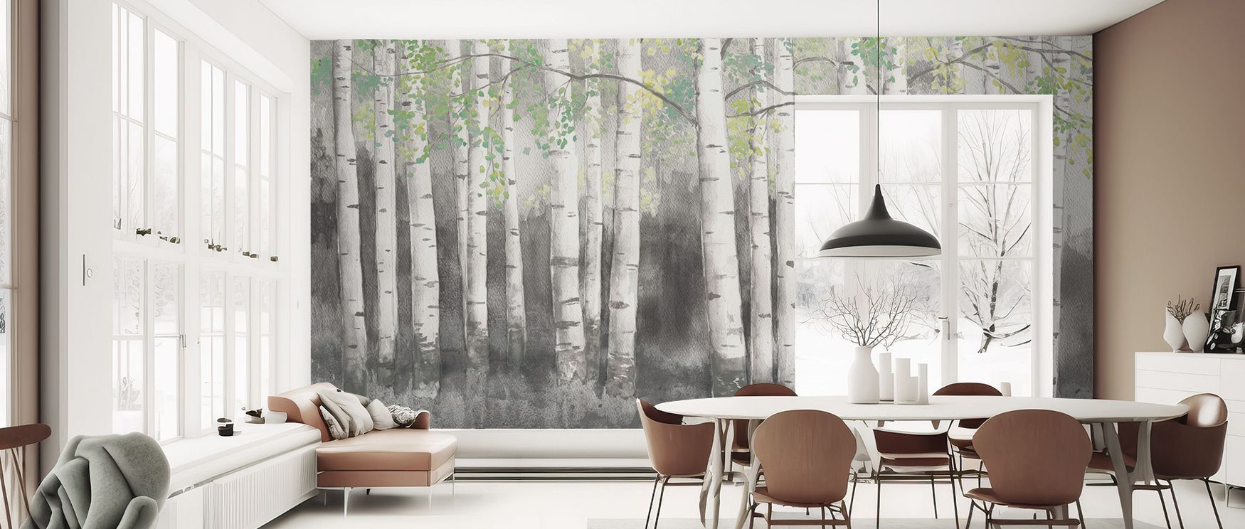 Soft Birches Charcoal Wallpaper thrives on imagery of balance where tree lines shimmer in muted light. Its design enriches bedrooms or dining rooms with calmness. Walls glow with artistry, shaping retreats enriched by natural resonance where serenity thri