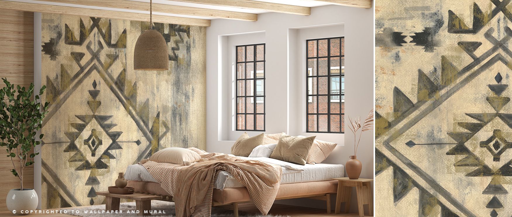 This Southwest Design VI Wallpaper thrives on imagery of heritage where motifs flow with tonal rhythm. Its design enriches bedrooms or dining rooms with energy. Walls glow with artistry, shaping retreats enriched by balance where cultural vibrancy thrives