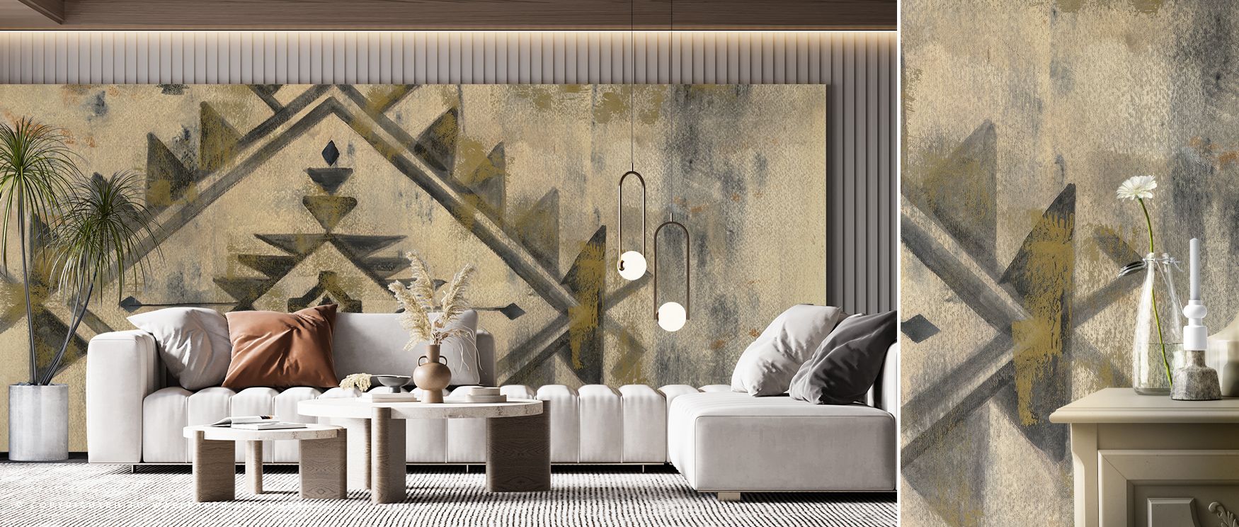 Southwest Design VI Wallpaper reflects cultural presence where motifs shimmer softly in rhythmic imagery. Its design enriches bedrooms or living rooms with resonance. Walls glow with artistry, shaping retreats enriched by vibrancy where southwestern herit