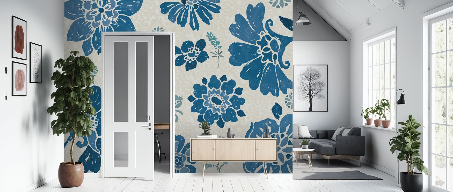 Across Spanish Impressions VII Blue Wallpaper, tones flow in painterly elegance across layered depth. Interiors glow with composure, enriching lounges with sophistication. Walls glow with artistry, shaping retreats enriched by resonance where artistic cha