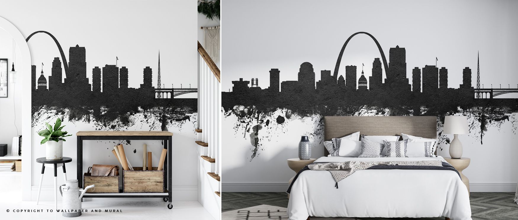 St Louis Missouri Skyline Black & White Wallpaper embodies urban sophistication where monochrome tones illuminate structures. Its imagery enriches bedrooms or lounges with refinement. Surfaces glow with artistry, shaping poetic retreats enriched by balanc