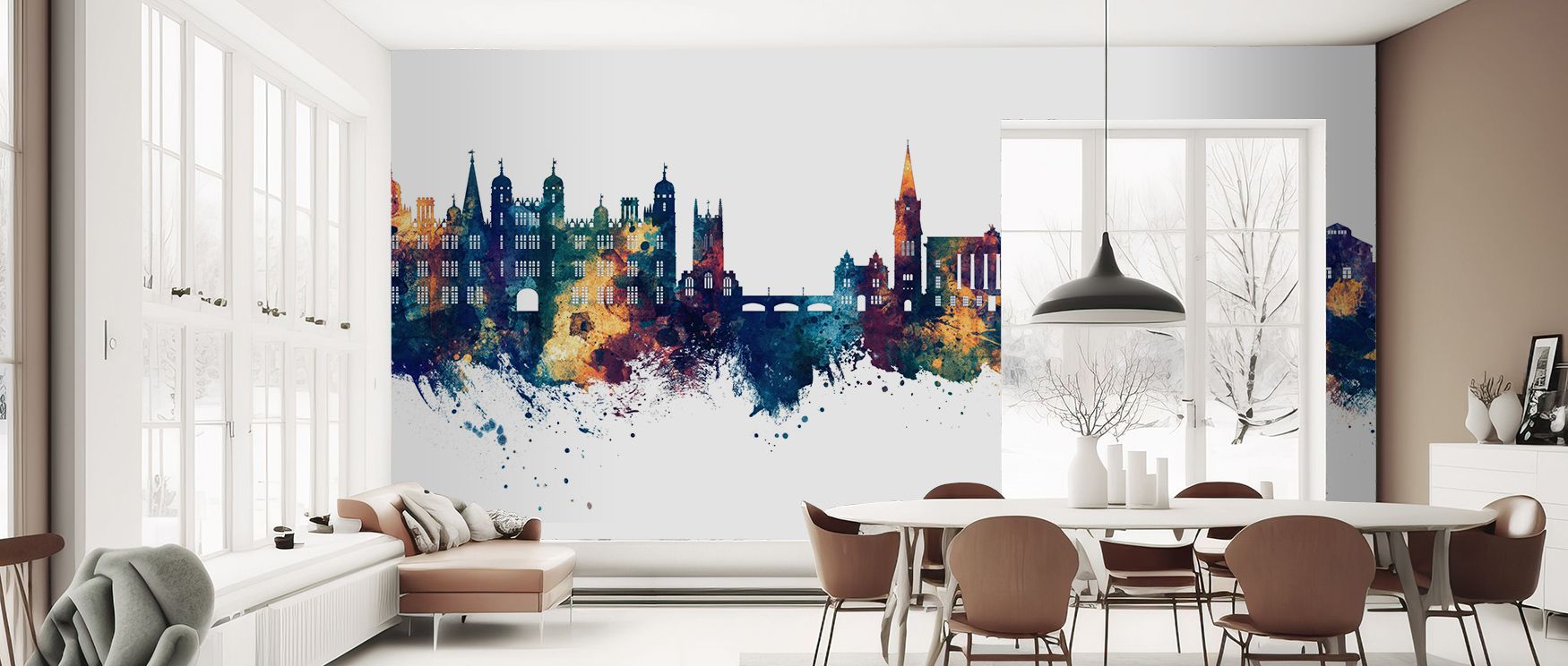 The imagery of Stamford England Skyline Blue & Bronze Wallpaper radiates heritage where tonal imagery glows luminous across skyline silhouettes. Interiors glow with refinement, enriching bedrooms or living rooms with poise. Walls glow with artistry, shapi
