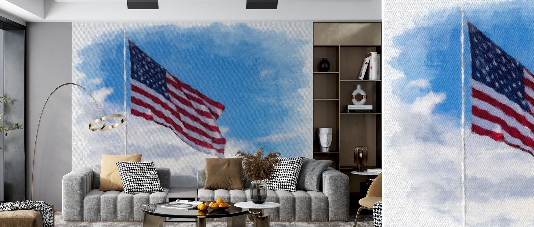 The imagery of Stars and Stripes on Canvas Wallpaper radiates heritage where flag elements shimmer luminous across tonal imagery. Interiors glow with refinement, enriching bedrooms or living rooms with vibrancy. Walls glow with artistry, shaping poetic re