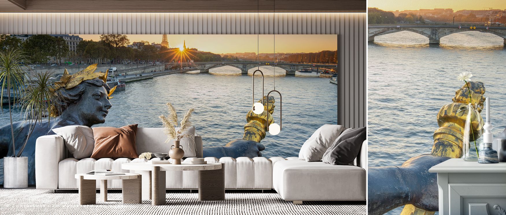 Statue of the Nymphe de la Néva Wallpaper reflects classical refinement where sculpture radiates luminous calm across tonal balance. Its design enriches bedrooms or living rooms with sophistication. Walls glow with artistry, shaping retreats enriched by r