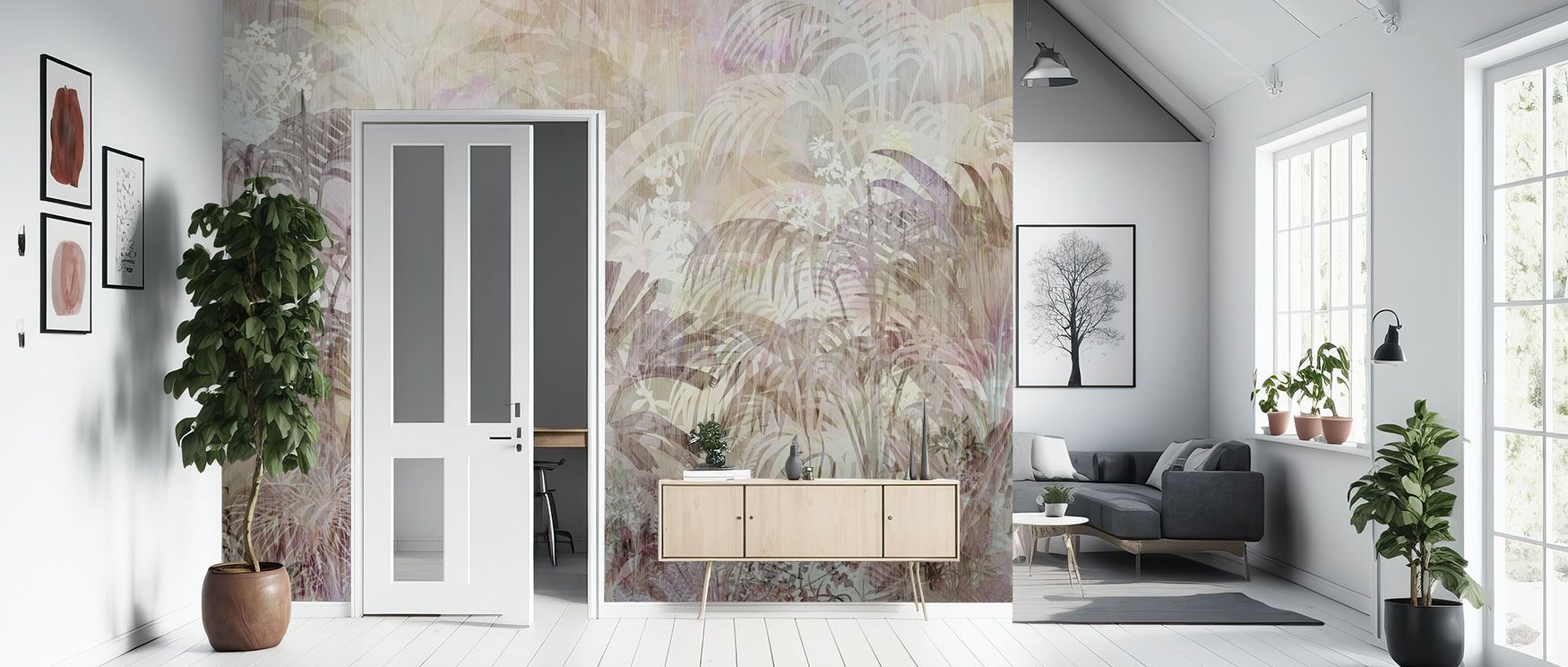 Subtle Tropics Wallpaper reflects composure where leafy forms glow luminous in tropical imagery. Its design enriches bedrooms or living rooms with vitality. Walls glow with artistry, shaping retreats enriched by resonance where tropical charm thrives natu