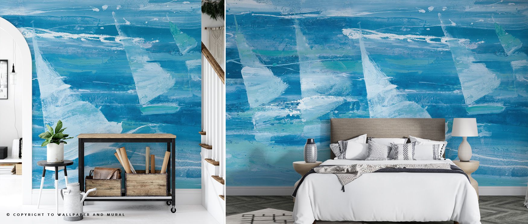 Every contour of Summer Sail III Blue Wallpaper reflects artistry across imagery of sailboats glowing luminous in tonal imagery. Interiors glow with refinement, enriching bedrooms or dining rooms with serenity. Walls glow with resonance, shaping retreats 