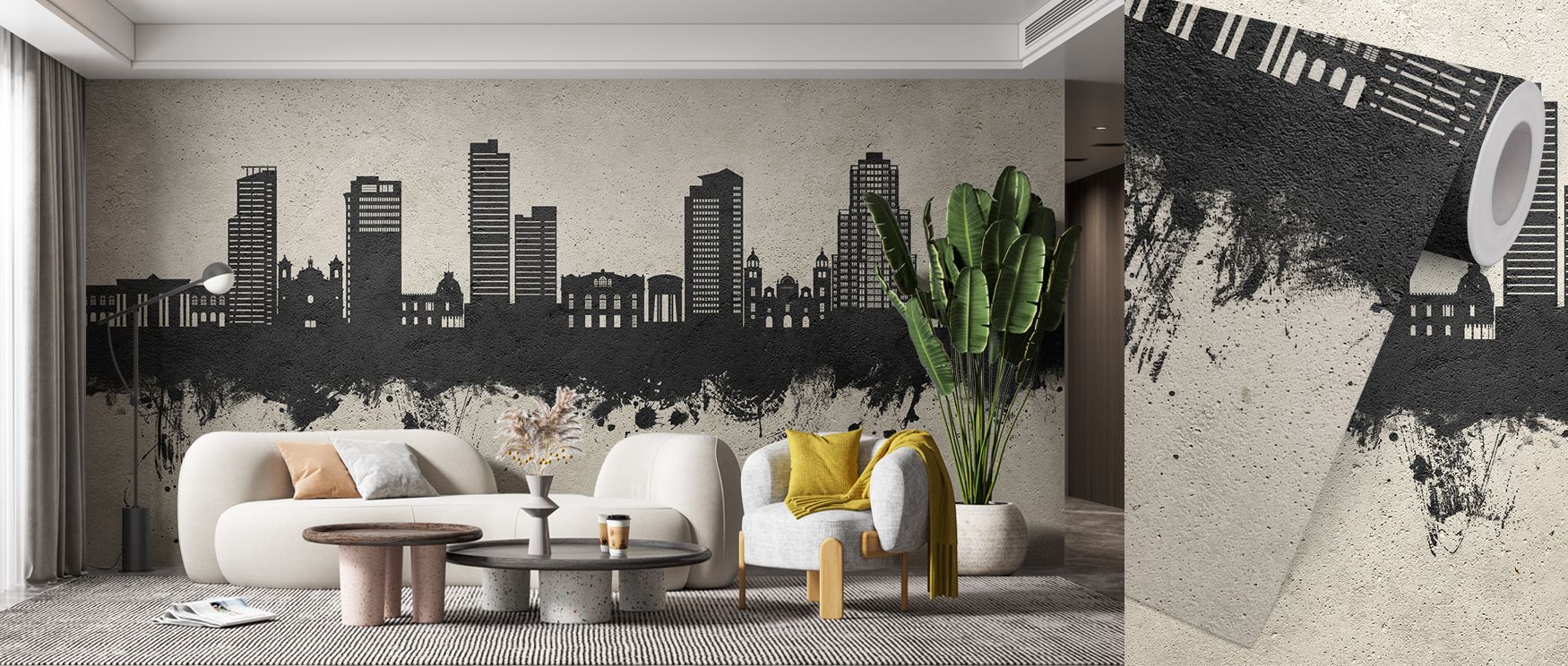 Structured outlines enrich Tegucigalpa Honduras Skyline Concrete Wallpaper, where detailed silhouettes unfold against tactile surfaces, infusing a modern yet historic rhythm across spaces like hallways or lounges while celebrating Tegucigalpa’s unique sky