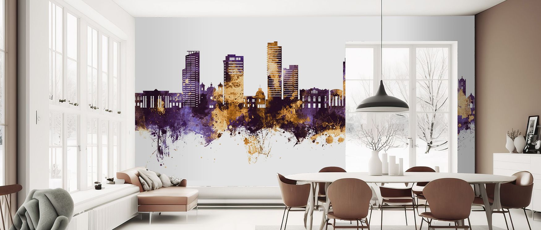 Refined details of Tegucigalpa Honduras Skyline Purple & Gold Wallpaper bring modern opulence to interiors, blending city heritage with glowing tones that enliven dining or lounge walls with balance of history and artistic brilliance.