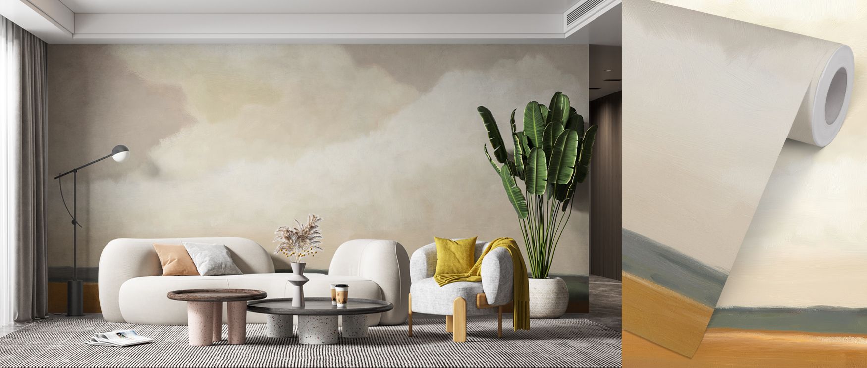 Natural radiance defines Terracotta Prairie Summer Wallpaper, blending warm earthy colors with rustic depth that adds tranquility to spaces such as dining rooms or cozy lounges where seasonal atmosphere enriches design harmony. 