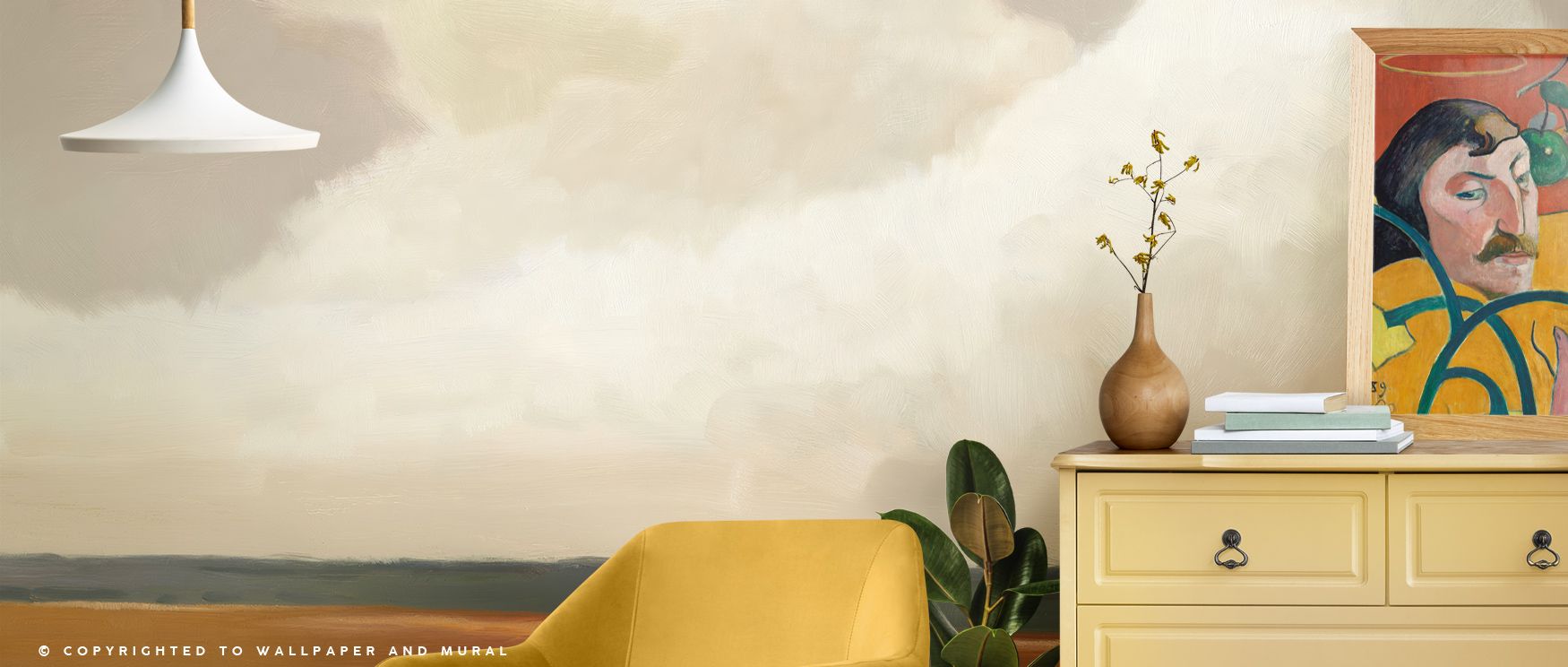 Gentle hues of Terracotta Prairie Summer Wallpaper merge summer-inspired terracotta with rustic serenity, infusing wall spaces like bedrooms or living rooms with atmosphere filled with natural elegance and grounding beauty.