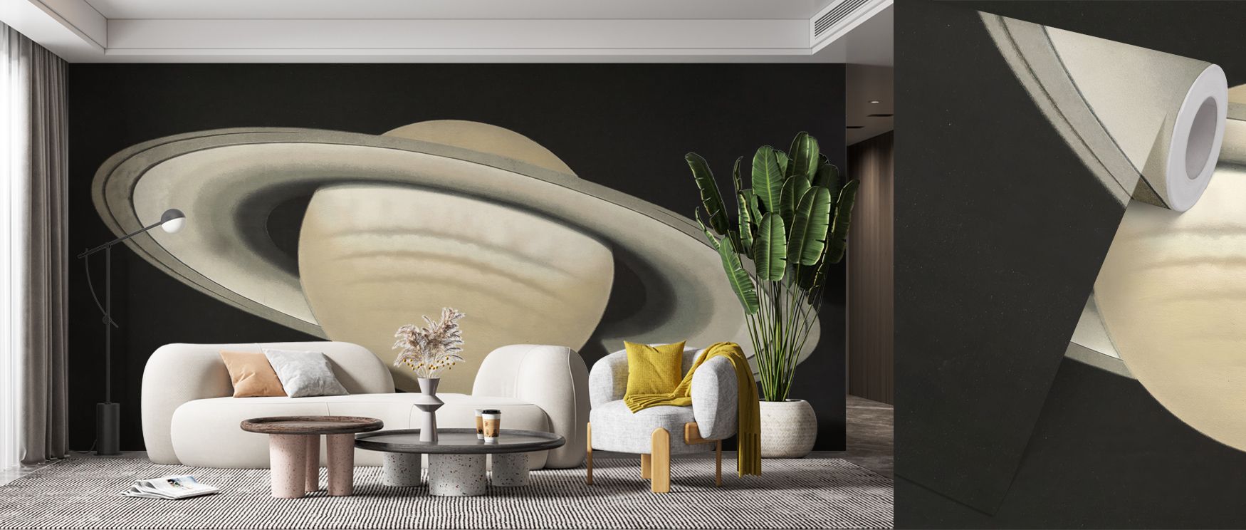 Cosmic tones ripple across surface, blending harmoniously with luminous highlights. The Planet Saturn Wallpaper thrives in bedrooms or lounges, where atmosphere feels imaginative. Each detail carries artistry, ensuring interiors resonate with serenity, pr