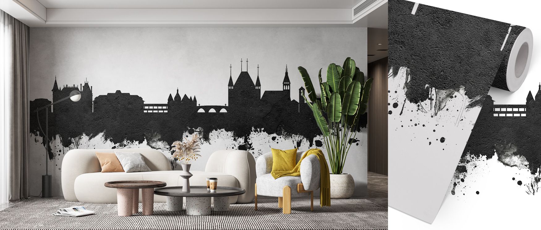 Clean lines trace rooftops in refined strokes, presenting imagery steeped in tradition. Thun Switzerland Skyline Black & White Wallpaper sustains bedrooms or offices with atmosphere that feels timeless. Its monochrome palette enhances balance, shaping int