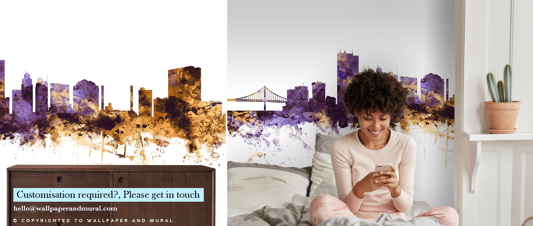 Shimmering gold tones wrap rooftops with luxury, building imagery steeped in artistry. Toledo Ohio Skyline Purple & Gold Wallpaper sustains lounges or offices with atmosphere that feels regal yet calm. Its palette enriches interiors with presence shaped b