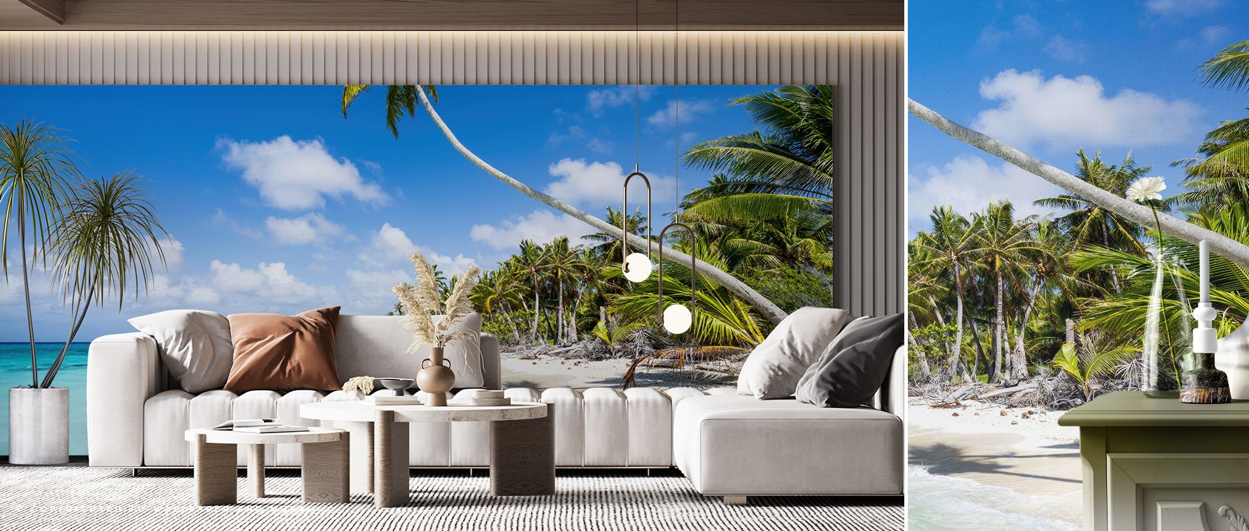Soft sands glisten under clear skies, presenting imagery alive with elegance. Tropical Beach on Fakarava Wallpaper sustains bedrooms or dining areas with atmosphere filled with balance, ensuring interiors glow with harmony shaped by artistry. 