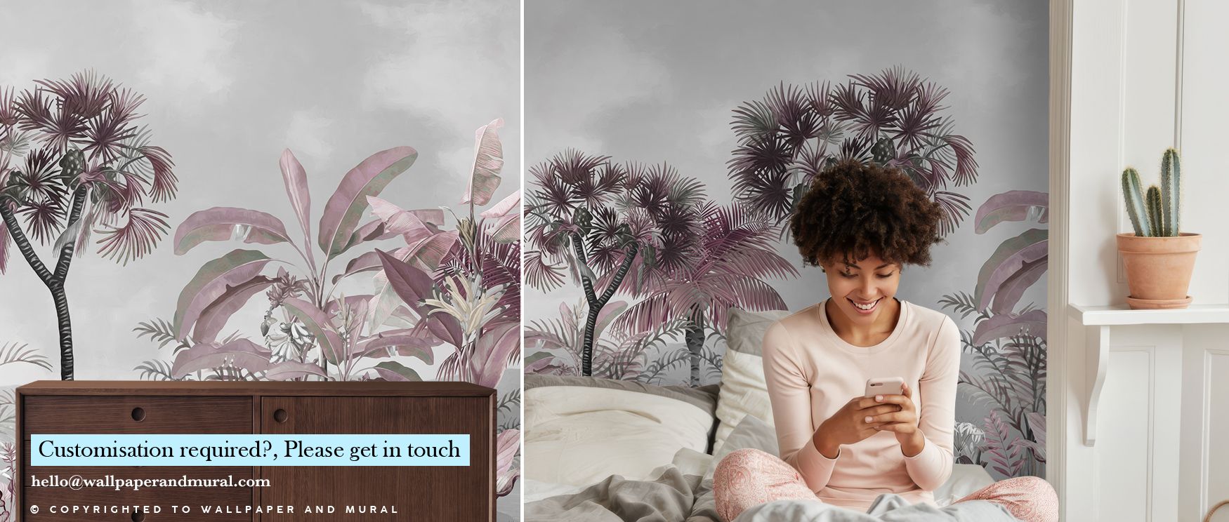Soft hues weave through foliage, sustaining imagery filled with elegance. Tropical Forest Strolls Gray Blue Wallpaper enriches offices or living spaces with atmosphere of calmness, ensuring interiors remain versatile while presenting rhythm shaped by arti