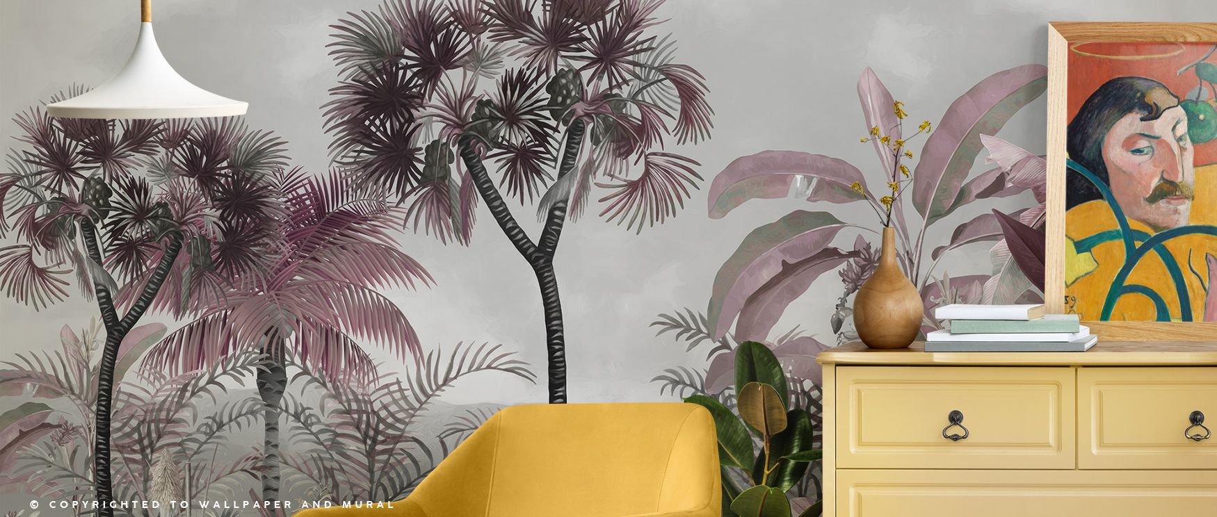 Gentle details stretch across the surface, their muted tones producing atmosphere filled with peace. Tropical Forest Strolls Gray Blue Wallpaper sustains offices or living areas with balance that thrives on natural elegance. 