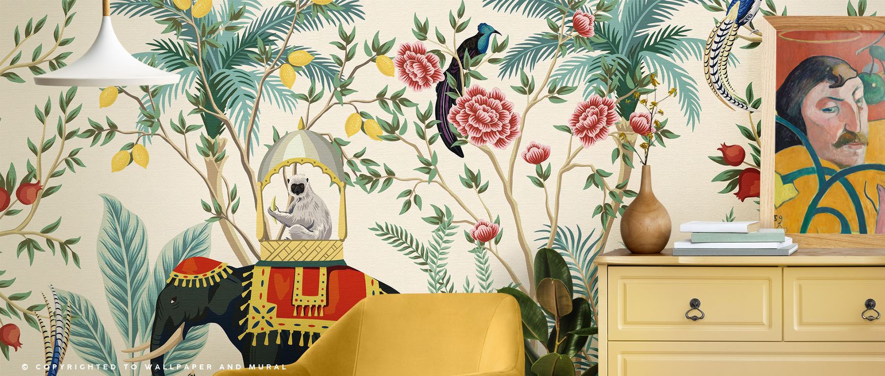 Decorative tones blend into leafy patterns, shaping imagery filled with energy. Tropical Palace Garden Wallpaper sustains dining or lounge areas with atmosphere steeped in artistry, ensuring interiors glow with balance shaped by exotic rhythm. 