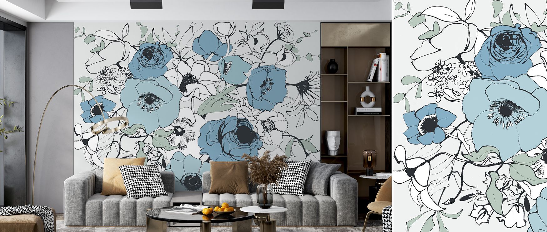 Petals scatter across surface in bold rhythm, sustaining imagery alive with charm. Watercolor Black Lined Poppies Mix Wallpaper enriches offices or bedrooms with atmosphere steeped in artistry, ensuring interiors glow with painterly refinement.