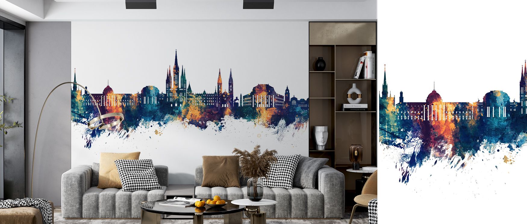 Through radiant palette, the Wiesbaden Germany Skyline Blue & Bronze Wallpaper enriches interiors with architectural charm, surrounding bedrooms, hallways, or living rooms with atmosphere of balance that radiates elegance and timeless artistry.