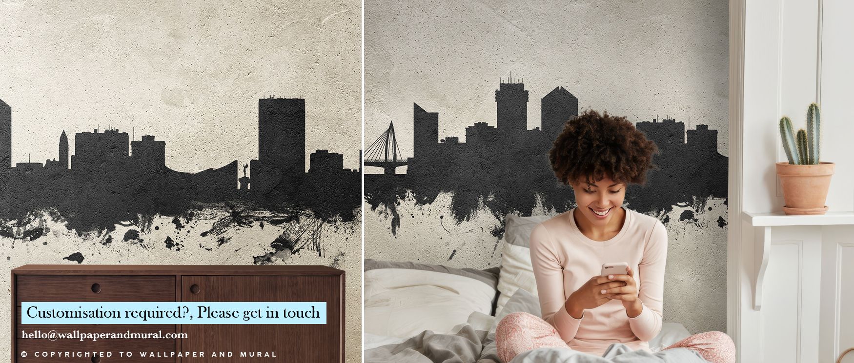 The Wichita Kansas Skyline Concrete Wallpaper radiates strength softened by textured greys, architectural lines enriching interiors with atmosphere of refinement, surrounding bedrooms, living spaces, or offices with balance that reflects calm elegance and