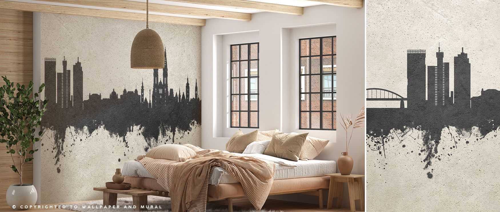 In the Zagreb Croatia Skyline Concrete Wallpaper, architectural rhythm glows with subtle depth, tones layered in grey enrich interiors with atmosphere of calm elegance, surrounding bedrooms, living areas, or offices with artistry that inspires balance. 