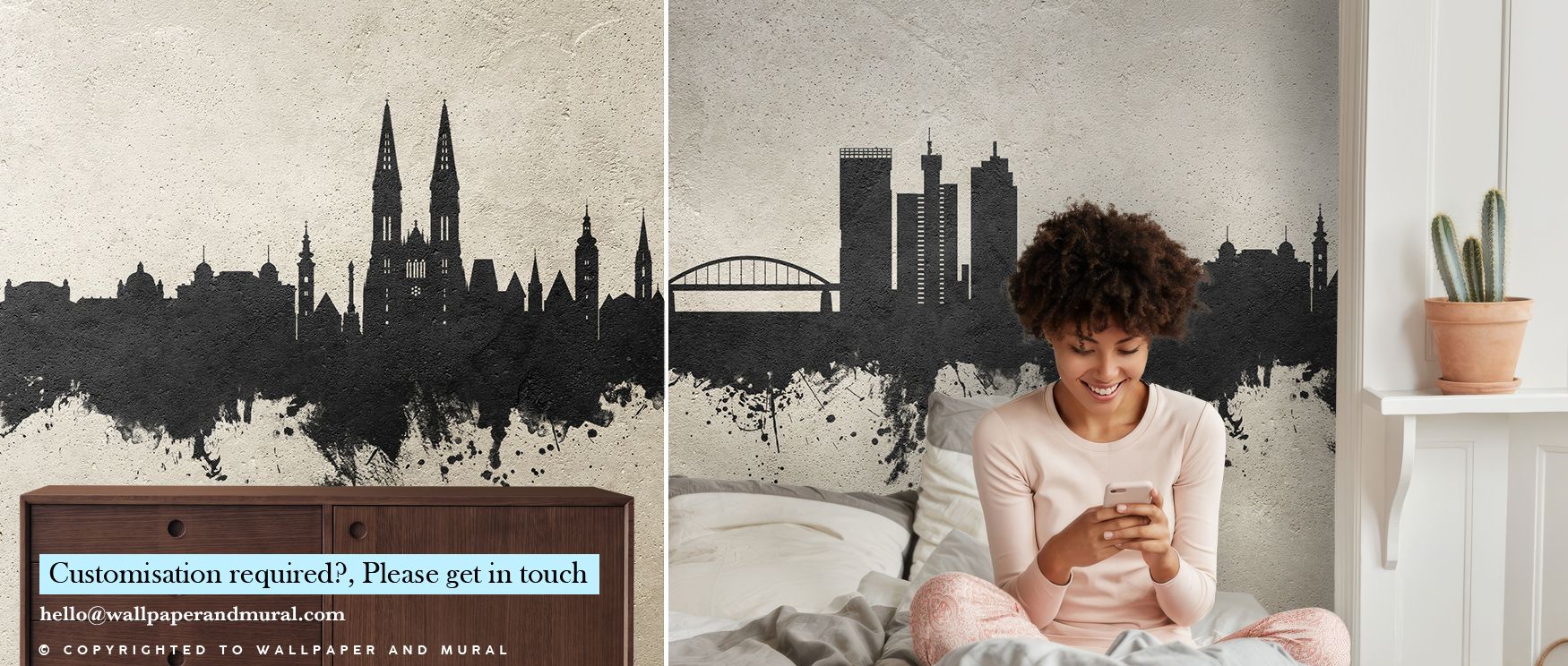 The Zagreb Croatia Skyline Concrete Wallpaper radiates sophistication, concrete-inspired tones layered with balance enrich interiors with atmosphere of refinement, surrounding bedrooms, hallways, or offices with artistry and timeless urban charm. 