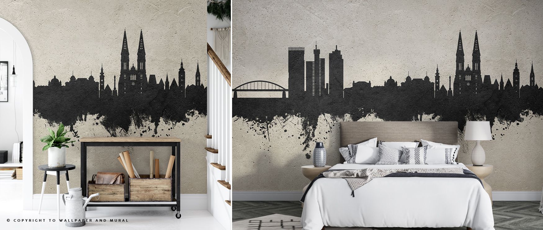 Urban rhythm flows in the Zagreb Croatia Skyline Concrete Wallpaper, textured greys layered with artistry enrich interiors with atmosphere of refinement, surrounding bedrooms, living rooms, or offices with balance and timeless sophistication. 