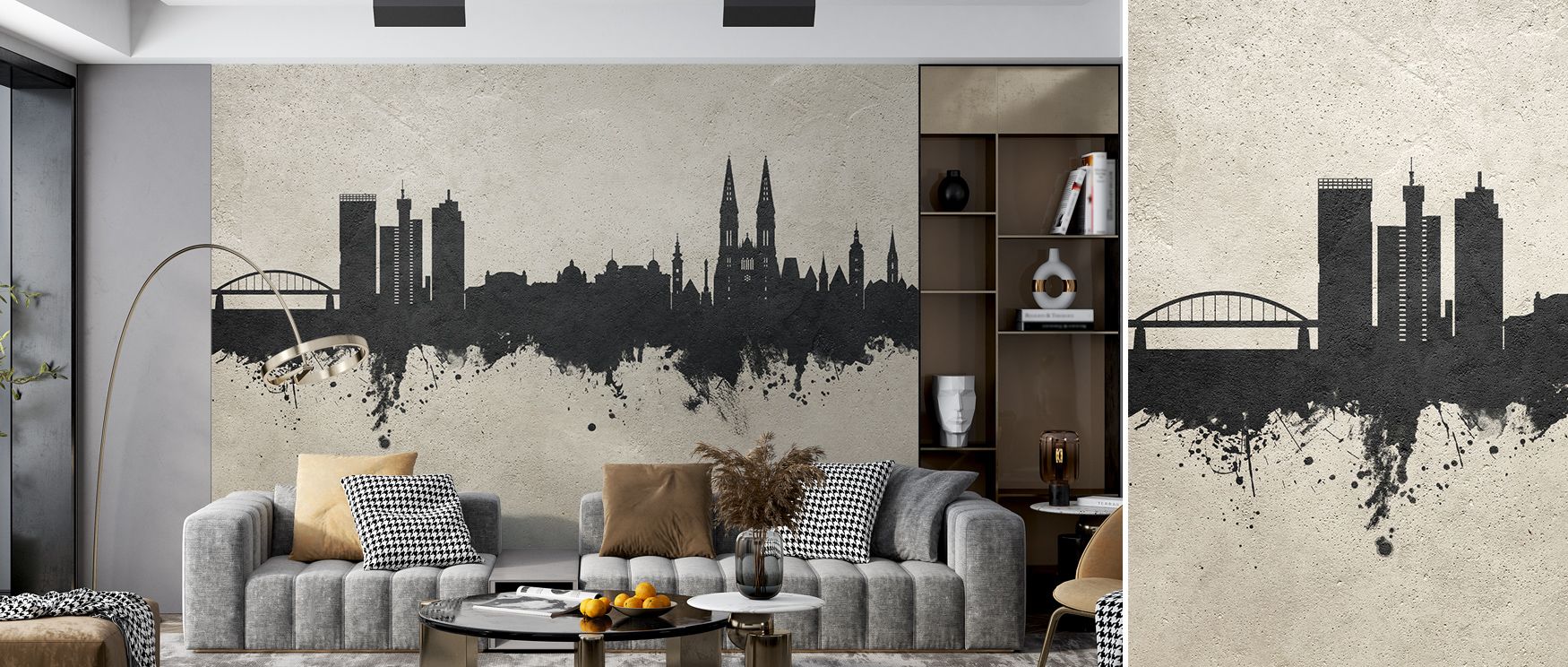 Modern rhythm defines the Zagreb Croatia Skyline Concrete Wallpaper, textured tones etched in city silhouettes enrich interiors with atmosphere of refinement, surrounding bedrooms, offices, or living rooms with artistry and balance.