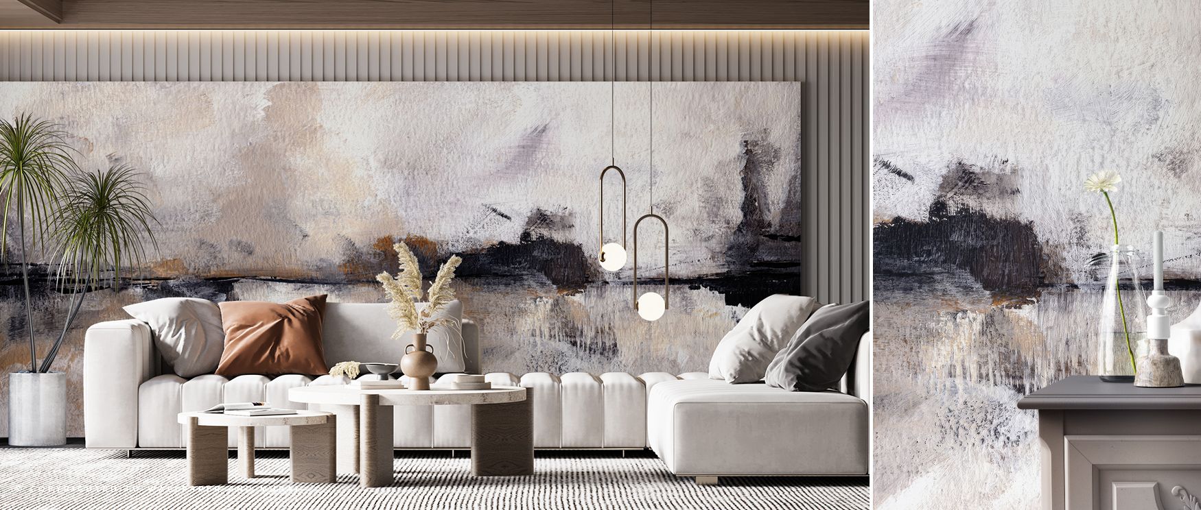Tones blend into shifting forms, producing imagery alive with harmony. Abstract Landscape Wallpaper enriches bedrooms or living areas with atmosphere steeped in balance, ensuring interiors glow with artistry shaped by elegance. 