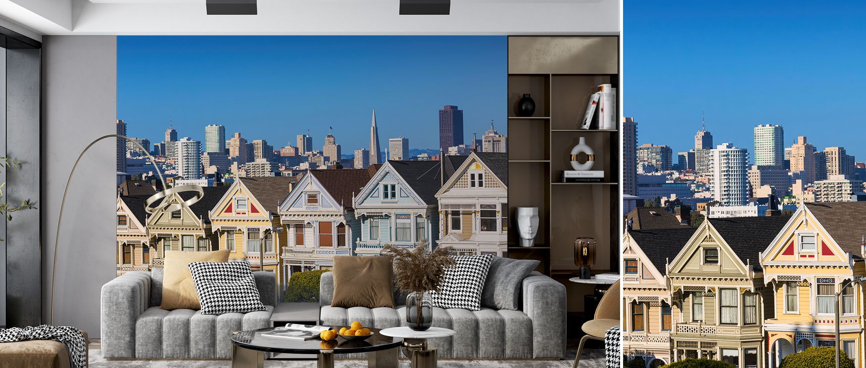 Rows of homes stretch across horizon, sustaining imagery alive with tradition. Alamo Square San Francisco Wallpaper sustains bedrooms or dining rooms with atmosphere steeped in culture, ensuring interiors glow with artistry shaped by elegance. 