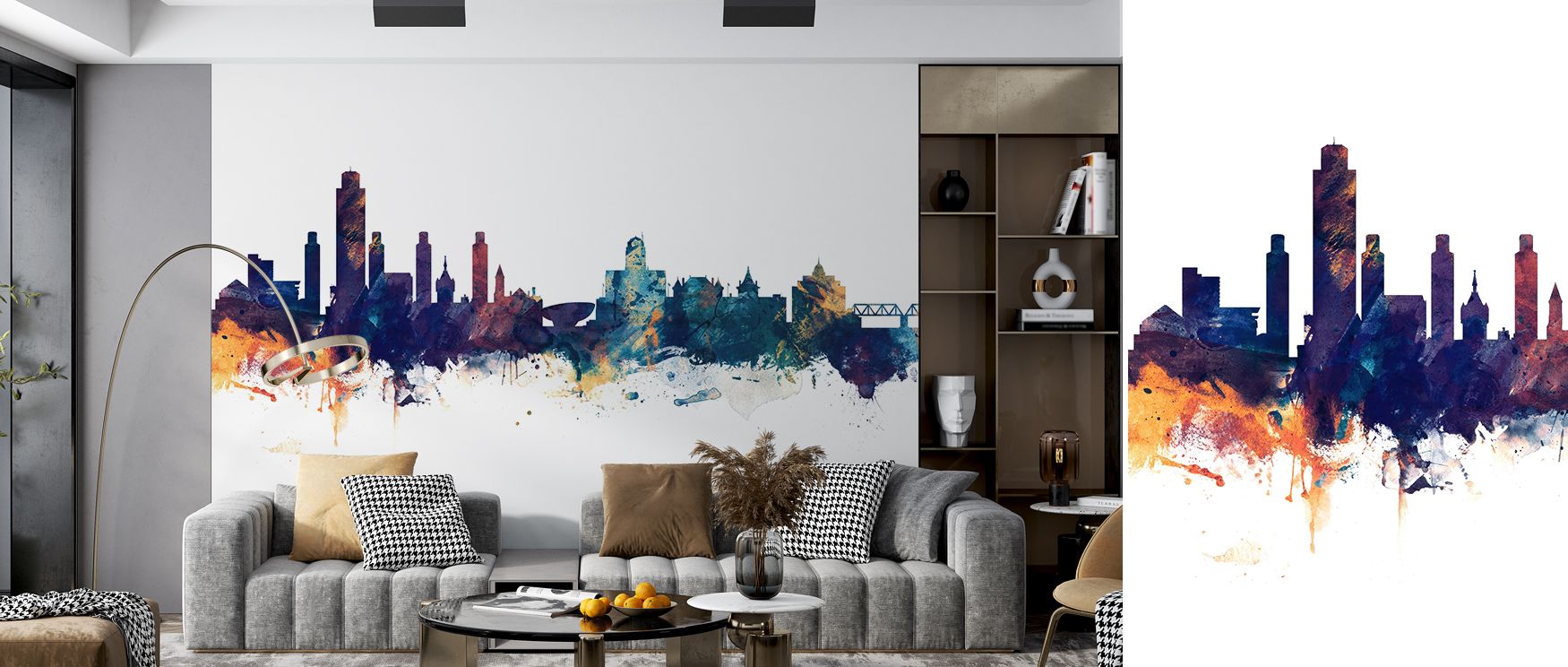 Skyline forms gleam through radiant colors, sustaining imagery alive with elegance. Albany New York Skyline Blue & Bronze Wallpaper sustains offices or dining spaces with atmosphere enriched by sophistication, ensuring interiors glow with artistry shaped 