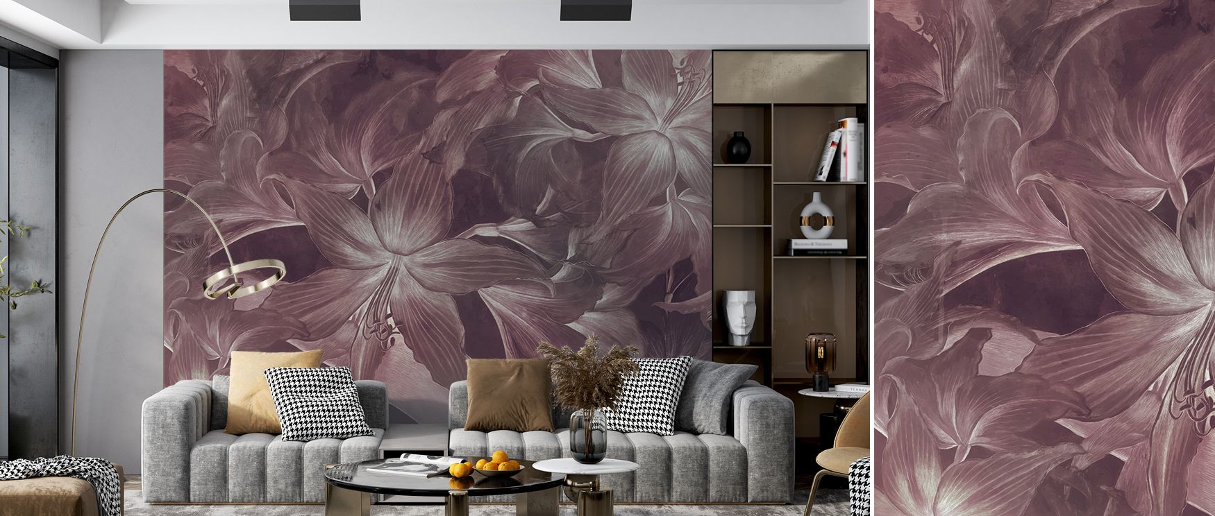 Harmonious tones in Amarantus Dream Warm Wallpaper unfold through radiant patterns, nurturing lounges or bedrooms into warm, calm spaces enriched by poetic charm, cultural elegance, and serene presence expressed across walls with flowing artistry. 