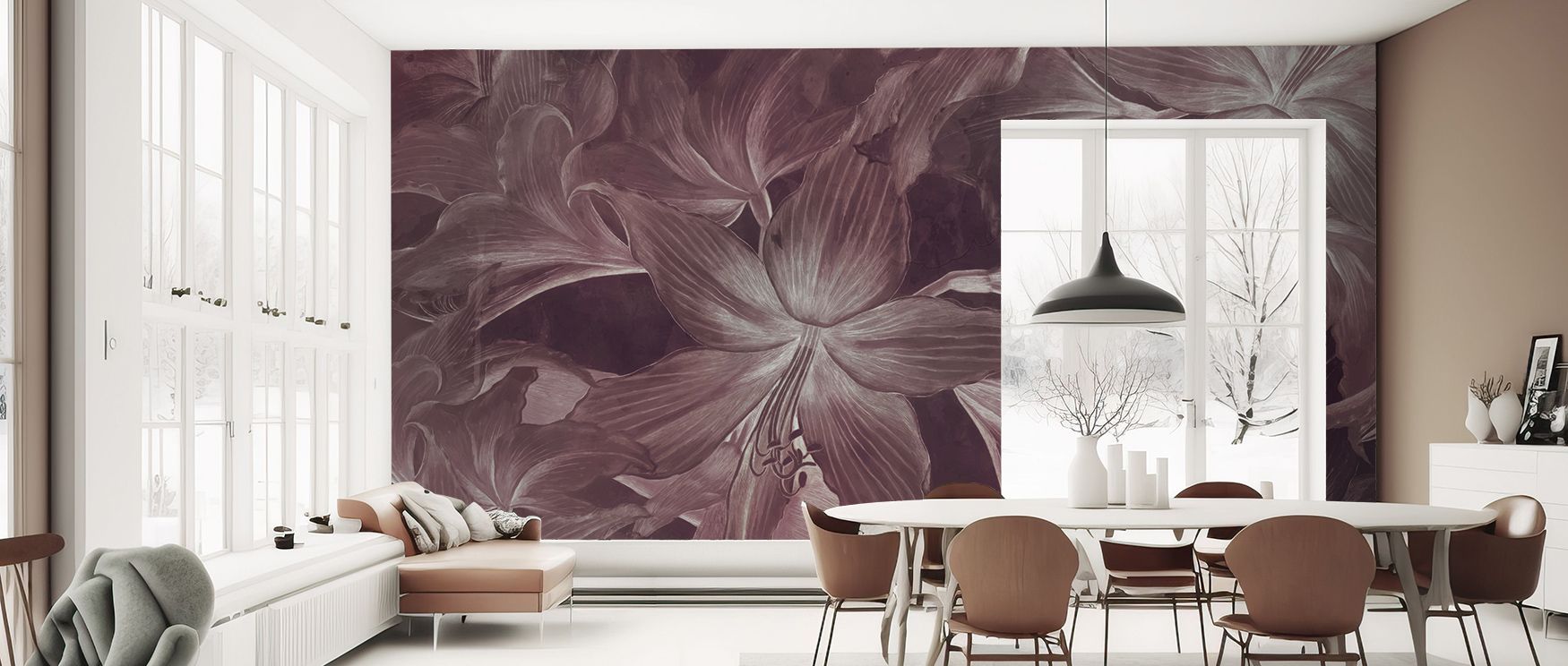 Cultural depth of Amarantus Dream Warm Wallpaper appears in luminous tones layered with movement, surrounding bedrooms or dining areas with warmth, harmony, and atmosphere of serenity, creating interiors filled with flowing design elegance and timeless re